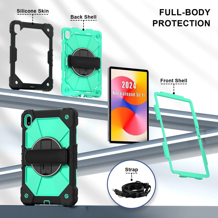 For Huawei MatePad SE 11 2024 Contrast Color Robot Silicone Hybrid PC Tablet Case(Black Mint Green) - Huawei by PMC TechLife | Online Shopping South Africa | PMC TechLife | Buy Now Pay Later Mobicred