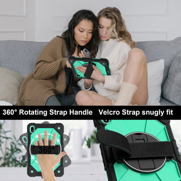 For Huawei MatePad SE 11 2024 Contrast Color Robot Silicone Hybrid PC Tablet Case(Black Mint Green)