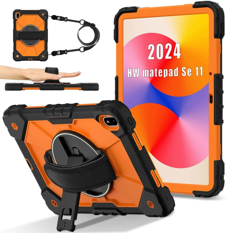For Huawei MatePad SE 11 2024 Contrast Color Robot Silicone Hybrid PC Tablet Case(Black Orange) - free shipping - PMC TechLife - Order now!