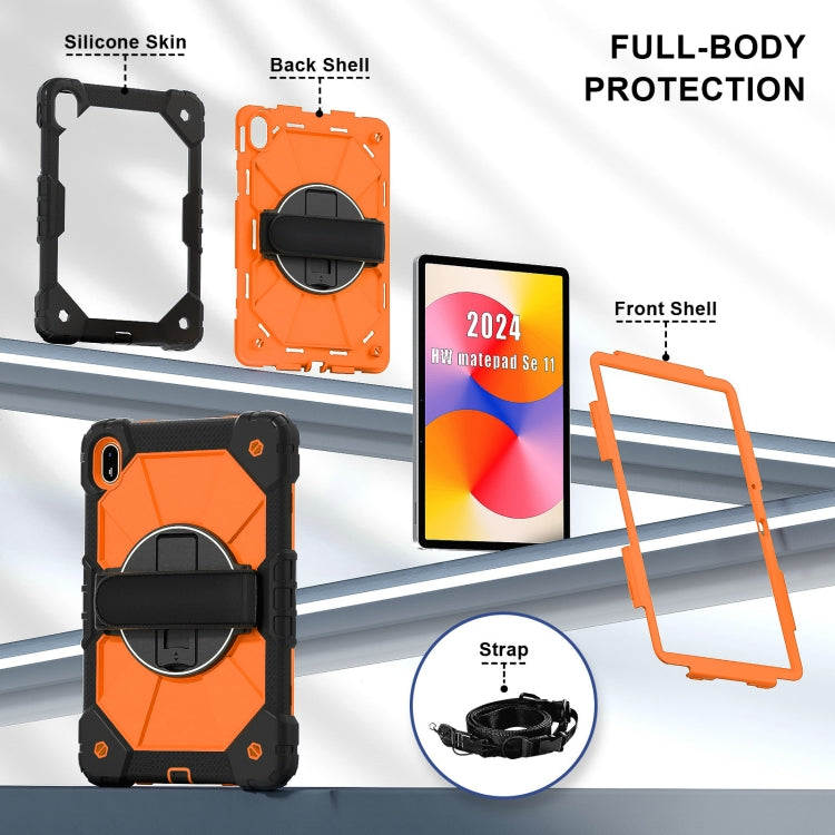 For Huawei MatePad SE 11 2024 Contrast Color Robot Silicone Hybrid PC Tablet Case(Black Orange) - free shipping - PMC TechLife - Order now!