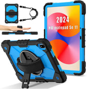 For Huawei MatePad SE 11 2024 Contrast Color Robot Silicone Hybrid PC Tablet Case(Black Blue)