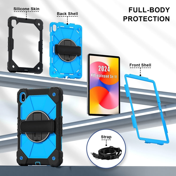 For Huawei MatePad SE 11 2024 Contrast Color Robot Silicone Hybrid PC Tablet Case(Black Blue) - Huawei by PMC TechLife | Online Shopping South Africa | PMC TechLife | Buy Now Pay Later Mobicred