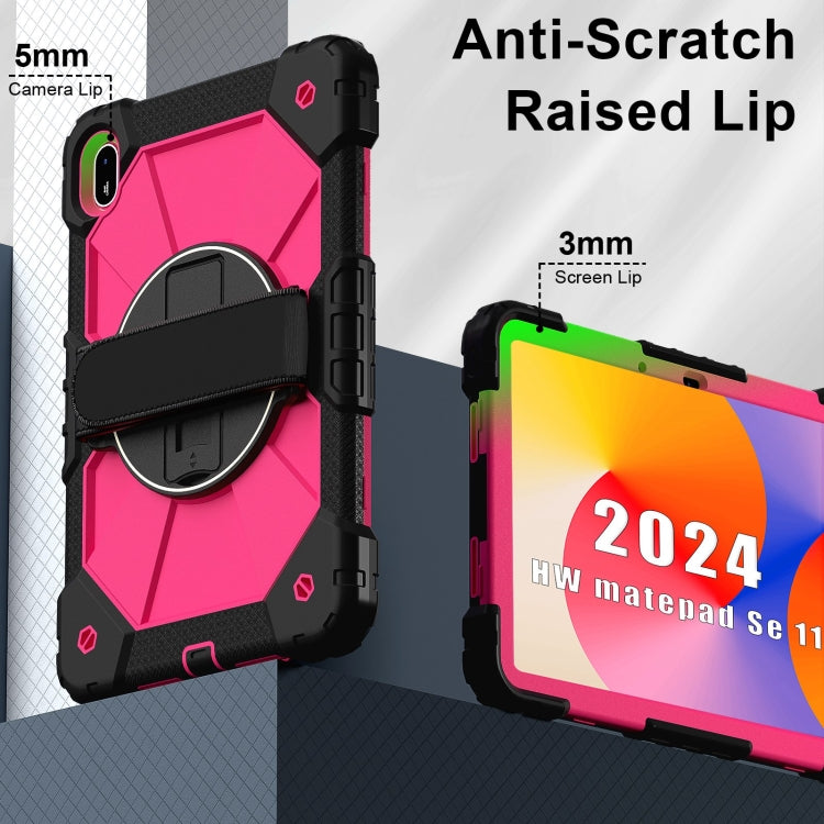 For Huawei MatePad SE 11 2024 Contrast Color Robot Silicone Hybrid PC Tablet Case(Black Rose Red) - Huawei by PMC TechLife | Online Shopping South Africa | PMC TechLife | Buy Now Pay Later Mobicred