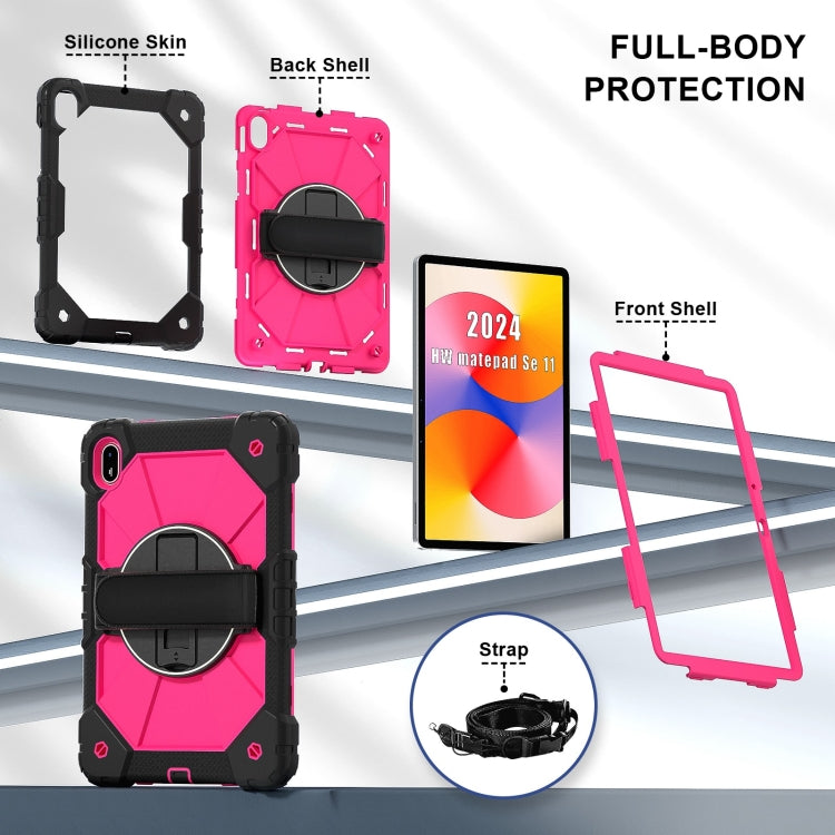 For Huawei MatePad SE 11 2024 Contrast Color Robot Silicone Hybrid PC Tablet Case(Black Rose Red) - Huawei by PMC TechLife | Online Shopping South Africa | PMC TechLife | Buy Now Pay Later Mobicred