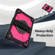For Huawei MatePad SE 11 2024 Contrast Color Robot Silicone Hybrid PC Tablet Case(Black Rose Red)