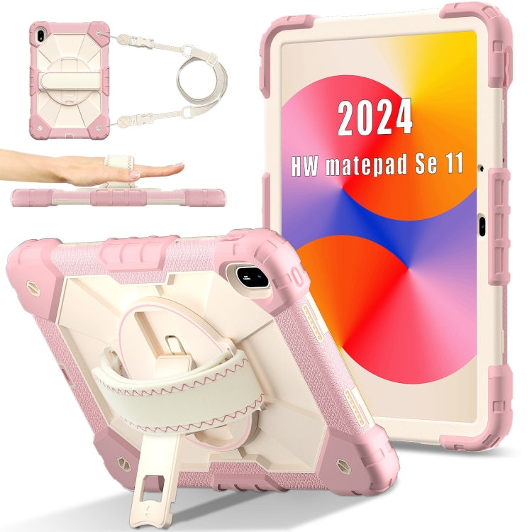 For Huawei MatePad SE 11 2024 Contrast Color Robot Silicone Hybrid PC Tablet Case(Rose Gold Beige) - Huawei by PMC TechLife | Online Shopping South Africa | PMC TechLife | Buy Now Pay Later Mobicred