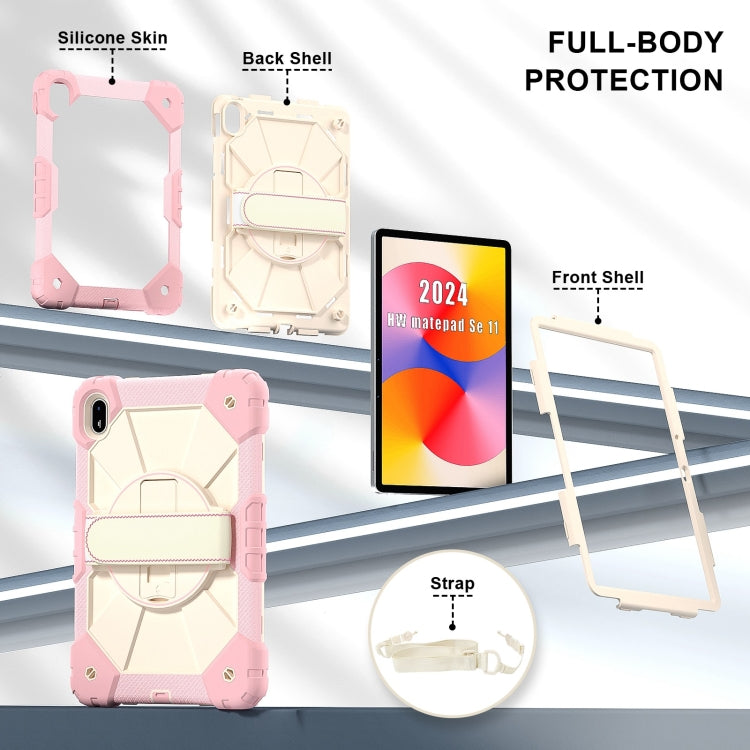 For Huawei MatePad SE 11 2024 Contrast Color Robot Silicone Hybrid PC Tablet Case(Rose Gold Beige) - Huawei by PMC TechLife | Online Shopping South Africa | PMC TechLife | Buy Now Pay Later Mobicred