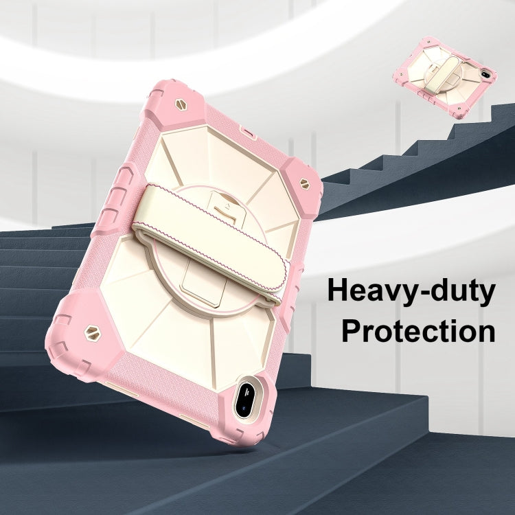 For Huawei MatePad SE 11 2024 Contrast Color Robot Silicone Hybrid PC Tablet Case(Rose Gold Beige)