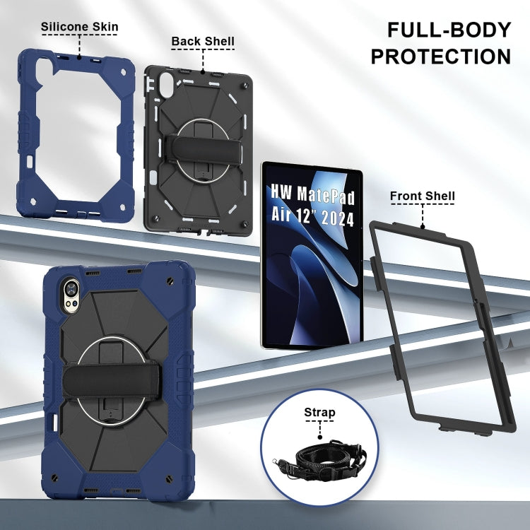 For Huawei MatePad Air 12 2024 Contrast Color Robot Silicone Hybrid PC Tablet Case(Navy Black)