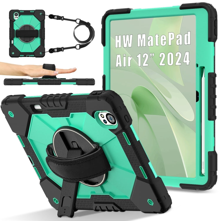 For Huawei MatePad Air 12 2024 Contrast Color Robot Silicone Hybrid PC Tablet Case(Black Mint Green) - free shipping - PMC TechLife - Order now!