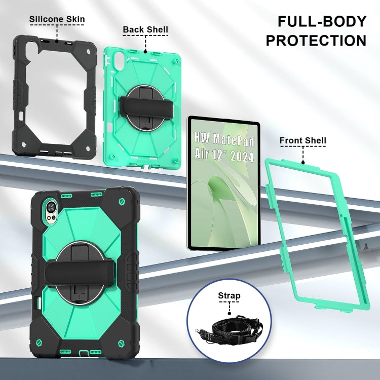 For Huawei MatePad Air 12 2024 Contrast Color Robot Silicone Hybrid PC Tablet Case(Black Mint Green) - free shipping - PMC TechLife - Order now!