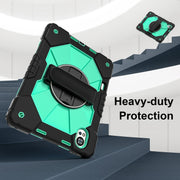 For Huawei MatePad Air 12 2024 Contrast Color Robot Silicone Hybrid PC Tablet Case(Black Mint Green)