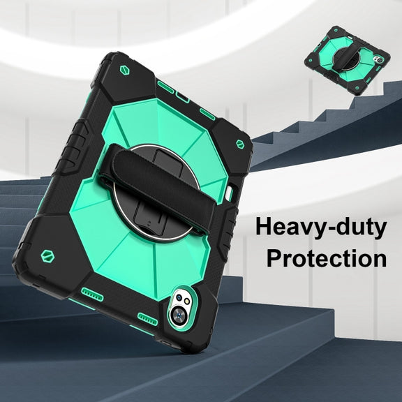 For Huawei MatePad Air 12 2024 Contrast Color Robot Silicone Hybrid PC Tablet Case(Black Mint Green)