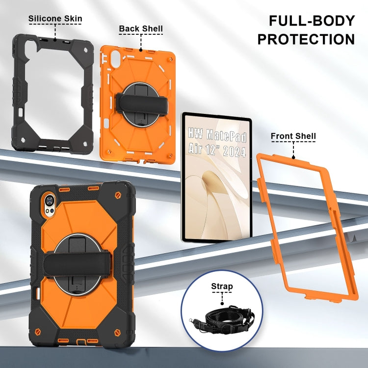 For Huawei MatePad Air 12 2024 Contrast Color Robot Silicone Hybrid PC Tablet Case(Black Orange)
