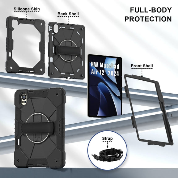 For Huawei MatePad Air 12 2024 Contrast Color Robot Silicone Hybrid PC Tablet Case(Black)