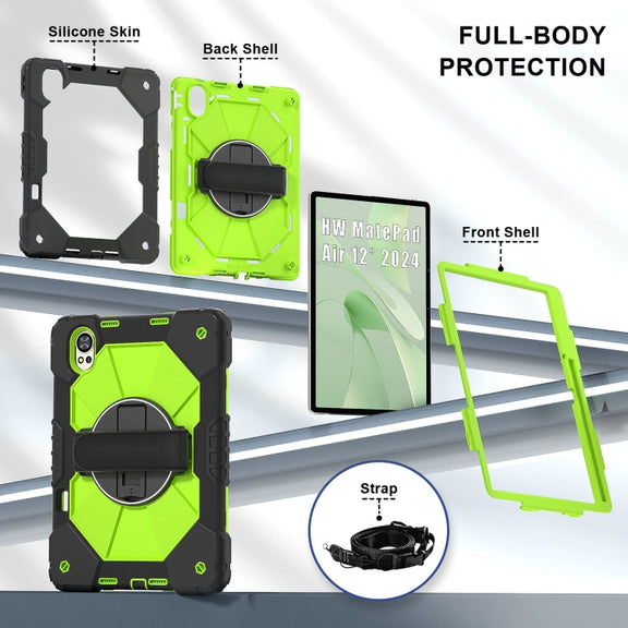 For Huawei MatePad Air 12 2024 Contrast Color Robot Silicone Hybrid PC Tablet Case(Black Yellow Green)