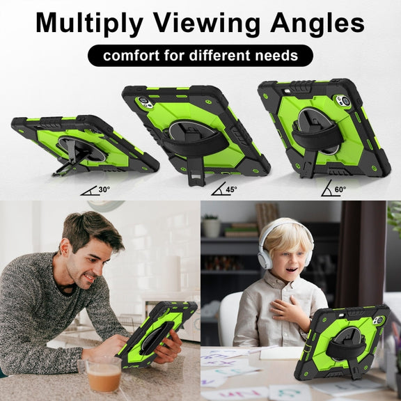 For Huawei MatePad Air 12 2024 Contrast Color Robot Silicone Hybrid PC Tablet Case(Black Yellow Green)
