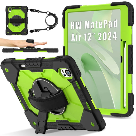 For Huawei MatePad Air 12 2024 Contrast Color Robot Silicone Hybrid PC Tablet Case(Black Yellow Green)