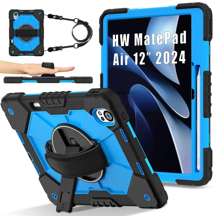 For Huawei MatePad Air 12 2024 Contrast Color Robot Silicone Hybrid PC Tablet Case(Black Blue) - Huawei by PMC TechLife | Online Shopping South Africa | PMC TechLife | Buy Now Pay Later Mobicred