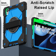 For Huawei MatePad Air 12 2024 Contrast Color Robot Silicone Hybrid PC Tablet Case(Black Blue)