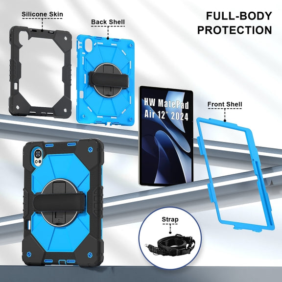For Huawei MatePad Air 12 2024 Contrast Color Robot Silicone Hybrid PC Tablet Case(Black Blue)