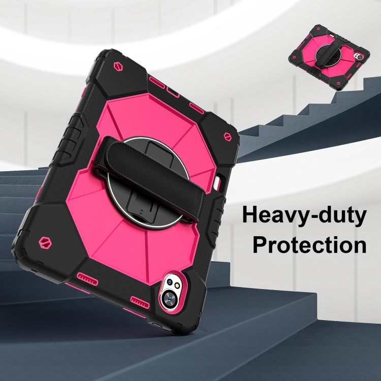 For Huawei MatePad Air 12 2024 Contrast Color Robot Silicone Hybrid PC Tablet Case(Black Rose Red)