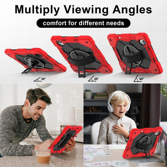 For Huawei MatePad Air 12 2024 Contrast Color Robot Silicone Hybrid PC Tablet Case(Red Black)
