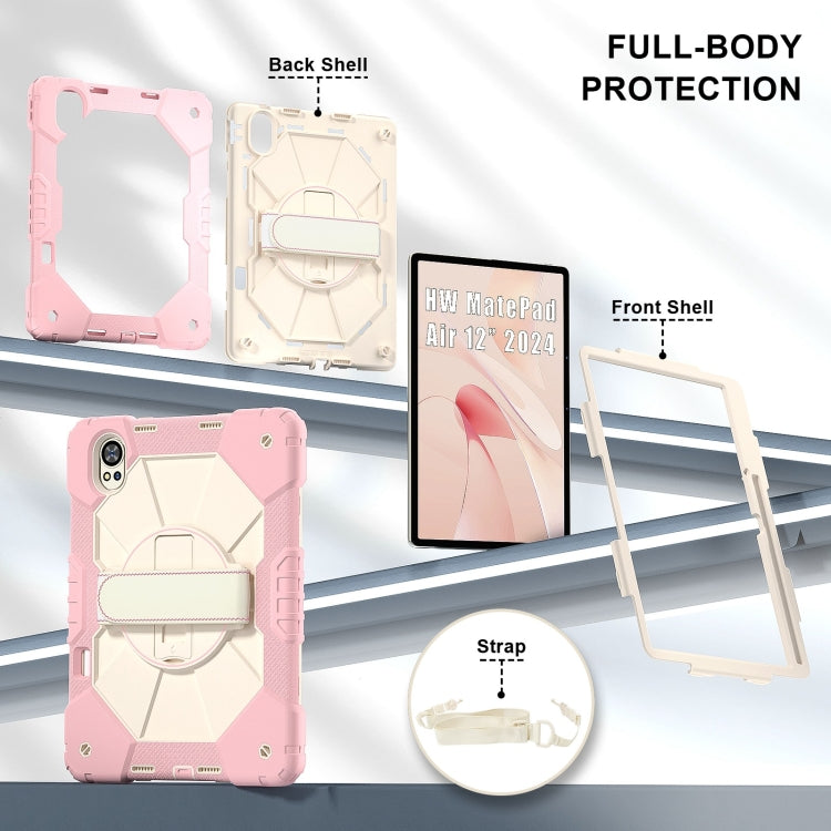 For Huawei MatePad Air 12 2024 Contrast Color Robot Silicone Hybrid PC Tablet Case(Rose Gold Beige) - free shipping - PMC TechLife - Order now!