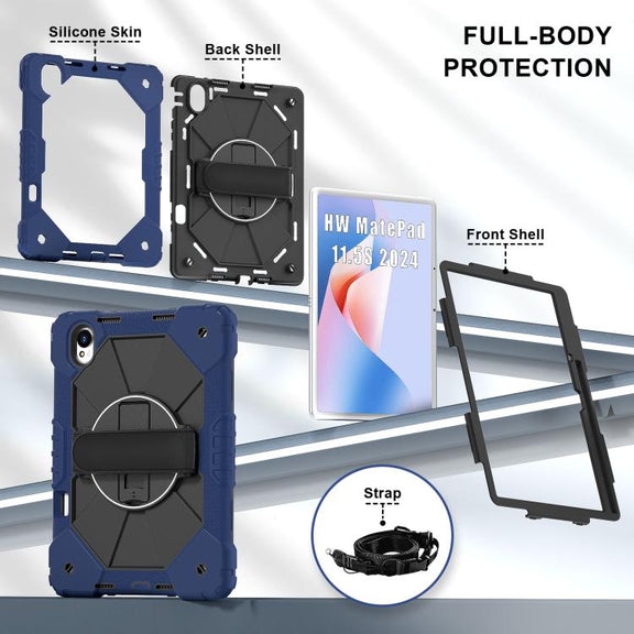 For Huawei MatePad 11.5 S Contrast Color Robot Silicone Hybrid PC Tablet Case(Navy Black)
