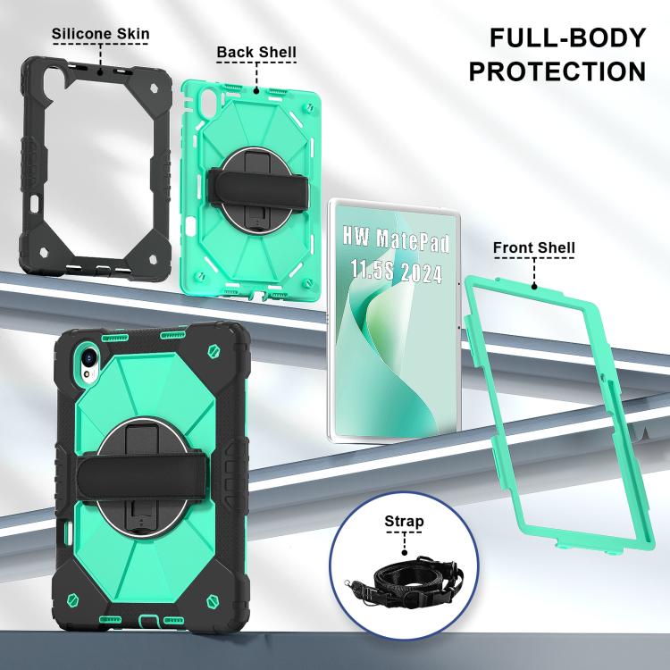 For Huawei MatePad 11.5 S Contrast Color Robot Silicone Hybrid PC Tablet Case(Black Mint Green) - free shipping - PMC TechLife - Order now!