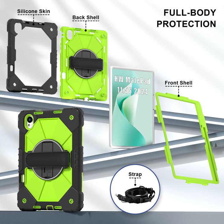 For Huawei MatePad 11.5 S Contrast Color Robot Silicone Hybrid PC Tablet Case(Black Yellow Green) - free shipping - PMC TechLife - Order now!