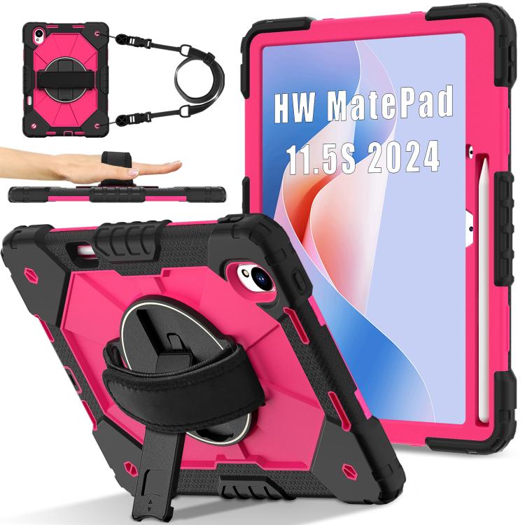 For Huawei MatePad 11.5 S Contrast Color Robot Silicone Hybrid PC Tablet Case(Black Rose Red) - free shipping - PMC TechLife - Order now!