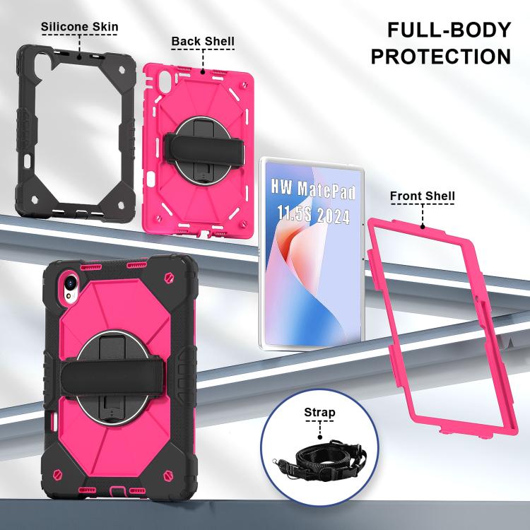 For Huawei MatePad 11.5 S Contrast Color Robot Silicone Hybrid PC Tablet Case(Black Rose Red) - free shipping - PMC TechLife - Order now!
