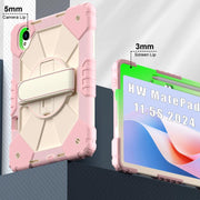 For Huawei MatePad 11.5 S Contrast Color Robot Silicone Hybrid PC Tablet Case(Rose Gold Beige)