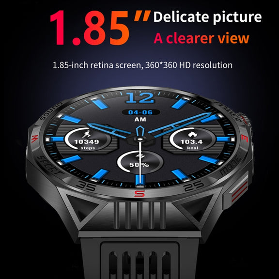 HT28 1.85 inch Silicone Strap IP68 Water-resistant Smart Watch, Support Sleep Monitoring(Black)