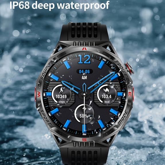 HT28 1.85 inch Silicone Strap IP68 Water-resistant Smart Watch, Support Sleep Monitoring(Black)