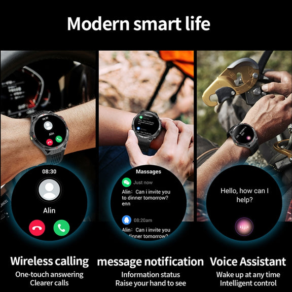 HT28 1.85 inch Silicone Strap IP68 Water-resistant Smart Watch, Support Sleep Monitoring(Black)