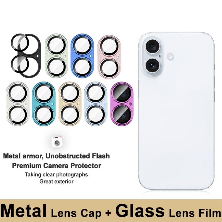 For iPhone 16 / 16 Plus IMAK Metal Armor Premium Camera Protector Film(Pink)