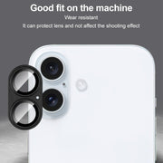 For iPhone 16 / 16 Plus IMAK Metal Armor Premium Camera Protector Film(Cyan)