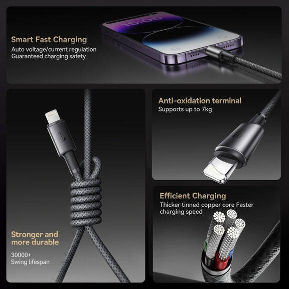 JOYROOM S-A50 3A 480Mbps Fast Charging Data Cable, USB-A to 8 Pin Cable, Length: 1.2m(Dark Gray)