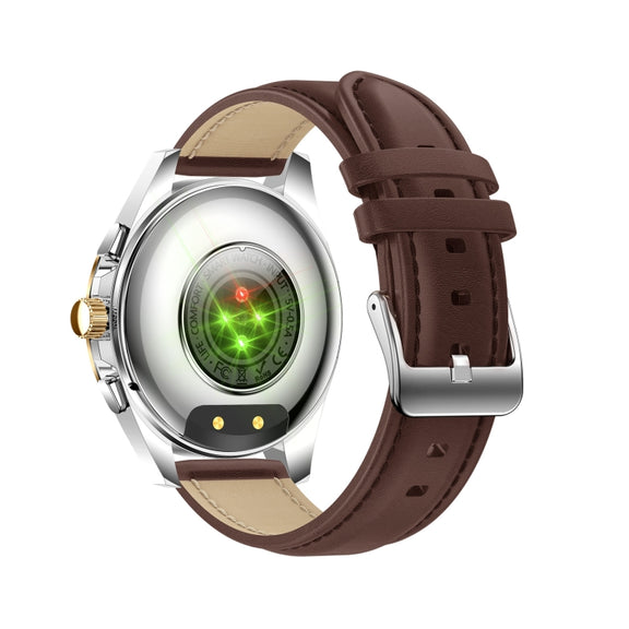 KC83 1.43 inch 1ATM Water-resistant Smart Watch, Support Sedentary Reminder / Sleep Monitoring(Gold Steel Strap + Brown Leather Strap)