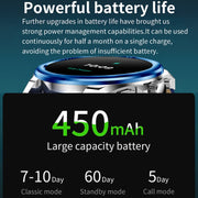 KC83 1.43 inch 1ATM Water-resistant Smart Watch, Support Sedentary Reminder / Sleep Monitoring(Silver Steel Strap + Blue Leather Strap)