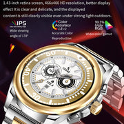 KC83 1.43 inch 1ATM Water-resistant Smart Watch, Support Sedentary Reminder / Sleep Monitoring(Silver Steel Strap + Blue Leather Strap)
