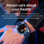 KC83 1.43 inch 1ATM Water-resistant Smart Watch, Support Sedentary Reminder / Sleep Monitoring(Silver Steel Strap + Blue Leather Strap)