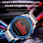 KC83 1.43 inch 1ATM Water-resistant Smart Watch, Support Sedentary Reminder / Sleep Monitoring(Silver Steel Strap + Blue Leather Strap)