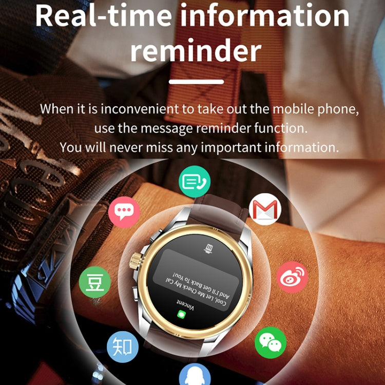 KC83 1.43 inch 1ATM Waterproof Smart Watch, Support Sedentary Reminder / Sleep Monitoring(Gold Steel Strap + Brown Leather Strap) - Smart Watches by PMC TechLife | Online Shopping South Africa | PMC TechLife | Buy Now Pay Later Mobicred