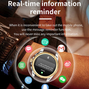 KC83 1.43 inch 1ATM Water-resistant Smart Watch, Support Sedentary Reminder / Sleep Monitoring(Gold Steel Strap + Brown Leather Strap)