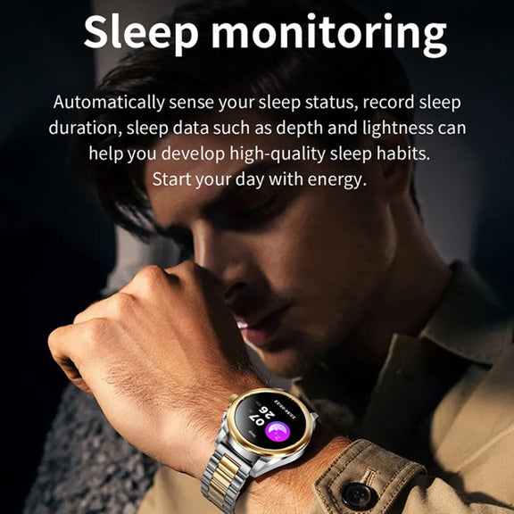 KC83 1.43 inch 1ATM Water-resistant Smart Watch, Support Sedentary Reminder / Sleep Monitoring(Silver Steel Strap + Blue Leather Strap)