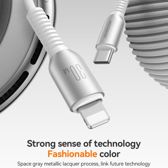 JOYROOM S-A51 Cutting-Edge Series 3A Fast Charging Data Cable, Type-C to 8 Pin Cable, Length: 1.2m(Light Gray)