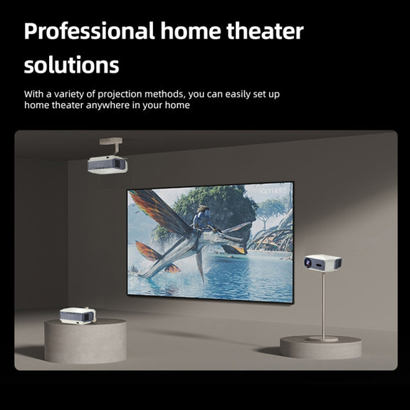AUN A004 Pro 1920 x 1080P 9000Lumen Android 9.0 Portable LCD Projector, EU Plug(White)